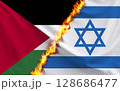 パレスチナとイスラエルの国旗 128686477