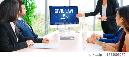 Civil law brisk information showing on computer screen for Common Justice Civil law brisk information showing on computer screen for Common Justice 128686975