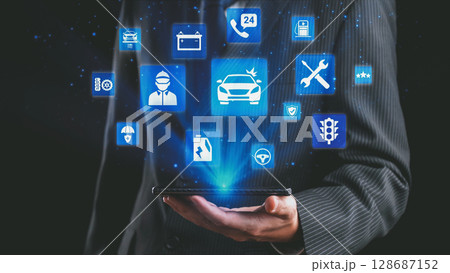 Car services and insurance solutions for vehicle protection Spire 128687152