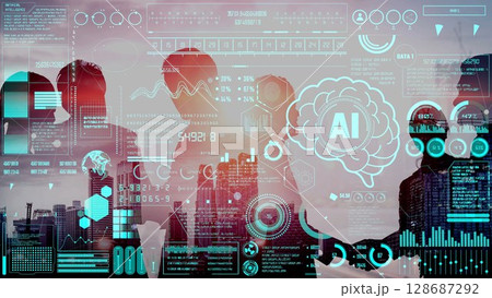 AI Brain Processing Data with Generative Artificial Intelligence Concept Thunk 128687292