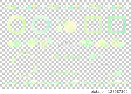 Green polka dot frame decorative material set (watercolor style vector) Green polka dot frame decorative material set (watercolor style vector) 128687362