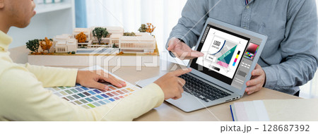 Graphic designer software for modern design of web page and commercial brisk ads 128687392