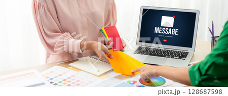 Email notification message showing on computer screen brisk 128687598