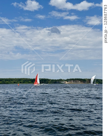 Yachting on a summer day. High quality photo 128687763