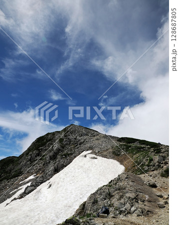 【山の風景】富山県・北アルプス・黒部五郎岳山頂方面 【山の風景】富山県・北アルプス・黒部五郎岳山頂方面 128687805