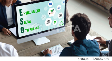 ESG environmental social governance policy for brisk business 128687889