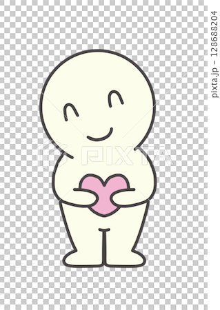 Simple person with heart, round face, character Simple person with heart, round face, character 128688204