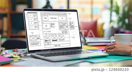Website design software provide brisk template for online retail business 128688220