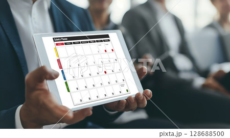 Calendar on computer software application for brisk schedule planning 128688500