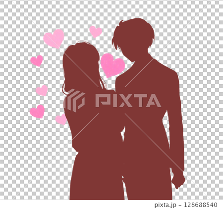 男性に好意を抱く女性の影絵 128688540