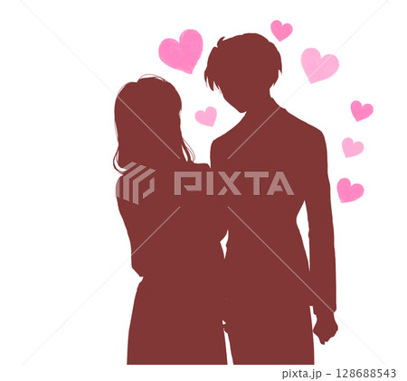 女性に好意を抱く男性の影絵 128688543