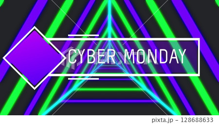 Image of cyber monday text over shapes 128688633