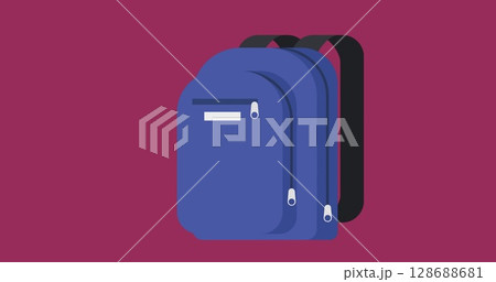 Image of school items icons over red background 128688681
