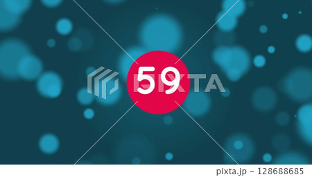 Image of numbers and spots over blue background 128688685