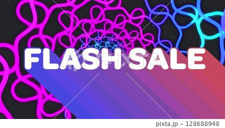 Image of flash sale text over shapes on black background Image of flash sale text over shapes on black background 128688948