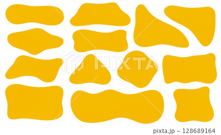 Organic abstract rectangle hand drawn shapes. Vector textured blobs on white background. Doodle liquid irregular geometric wavy bubbles for banner. Doodle simple elements set. 128689164