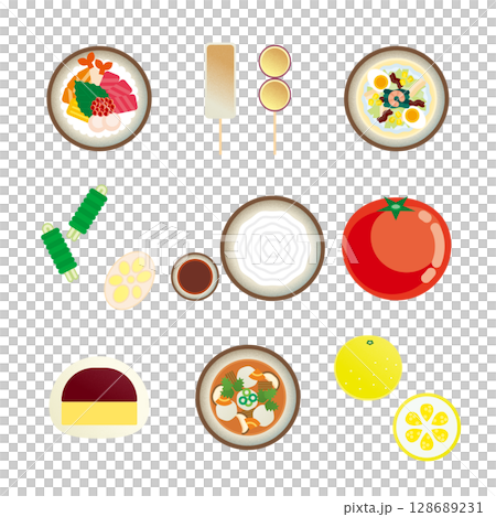 Kumamoto gourmet illustration set 128689231