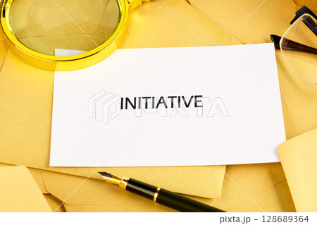 The conceptual phrase of the INITIATIVE. Business concept. A place to copy. Concept of teamwork and partnership 128689364