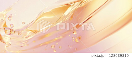 Liquid glowing pink background texture with bubbles and shiny glow.Macro.AI Generative. 128689810