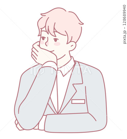 A Thoughtful Young Man in a Business Suit Deep in Reflection About Complex Ideas and Concepts 128689940