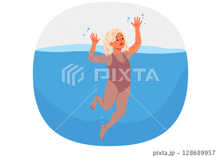 Little girl drowns in water and suffocates while swimming in pool, requiring help of lifeguards Little girl drowns in water and suffocates while swimming in pool, requiring help of lifeguards 128689957