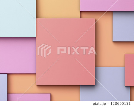 Abstract geometric shapes in pastel tones create calm and balanced composition with soft colors Abstract geometric shapes in pastel tones create calm and balanced composition with soft colors 128690151