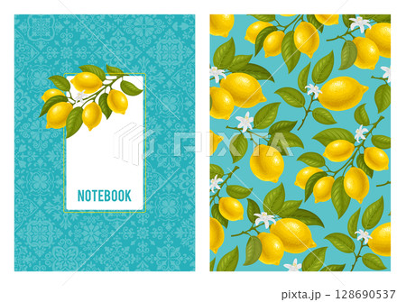 Cover Template With Lemons And Patterns 128690537