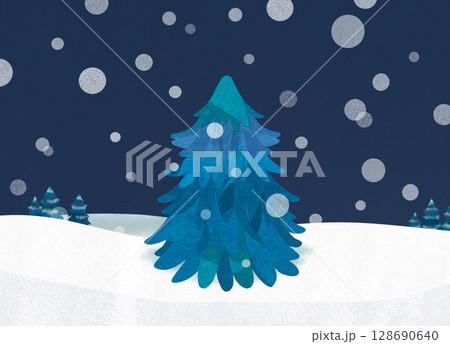 モミの木のある風景 128690640