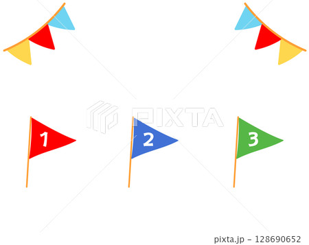 運動会　1位2位3位の旗の背景イラスト 128690652