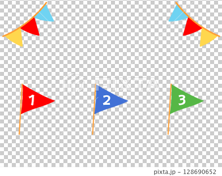 運動会　1位2位3位の旗の背景イラスト 128690652