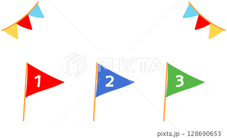運動会 1位2位3位の旗の背景イラスト 運動会 1位2位3位の旗の背景イラスト 128690653