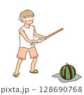 スイカ割りをしている男の子のイラスト 128690768