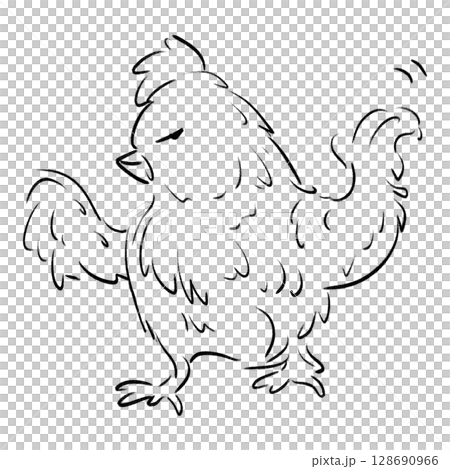 Cartoon chicken saying NO in disdainful look outline illustration 128690966