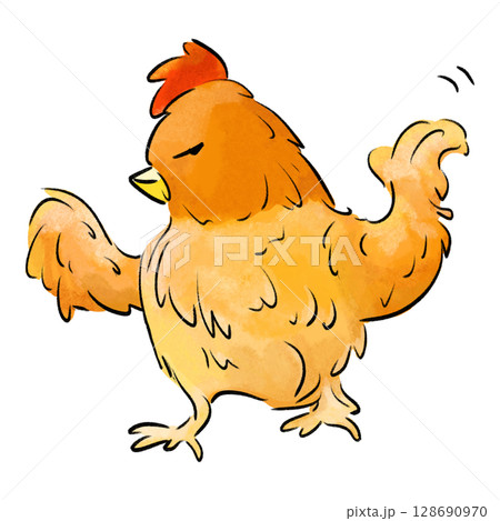Cartoon chicken saying NO in disdainful look color illustration Cartoon chicken saying NO in disdainful look color illustration 128690970