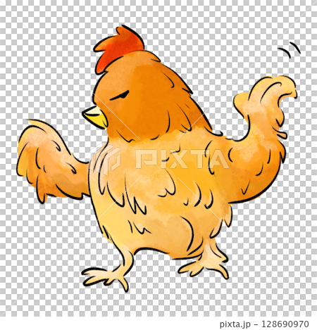 Cartoon chicken saying NO in disdainful look color illustration Cartoon chicken saying NO in disdainful look color illustration 128690970