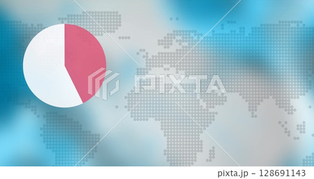 Image of circle over world map on blue background 128691143