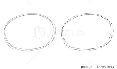 手描きのラフな重なる楕円フレームセット 128691643