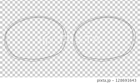 手描きのラフな重なる楕円フレームセット 128691643