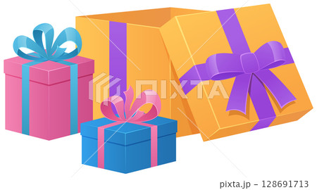 Colorful of birthday gift on white background 128691713