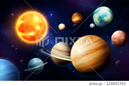 Planetary Alignment in the Solar System Background 128691763