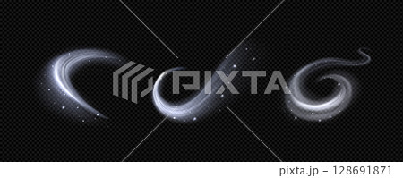 Magic wind snow swirls with sparkling particles 128691871