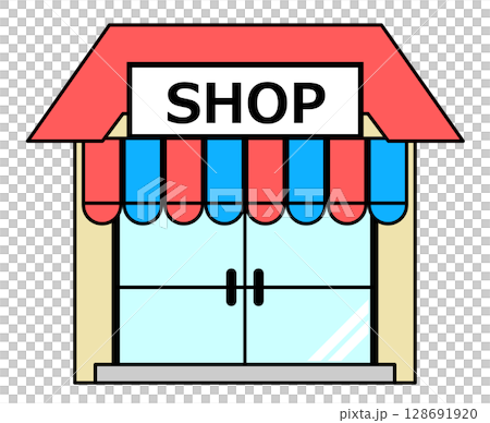 営業中の貸店舗や飲食店のテナント建物イラスト 128691920
