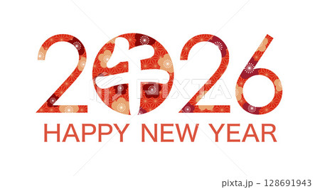 2026年 午年の和柄シンボルロゴ 2026年 午年の和柄シンボルロゴ 128691943