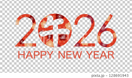 2026年 午年の和柄シンボルロゴ 2026年 午年の和柄シンボルロゴ 128691943