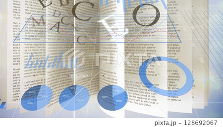 Image of data processing over book 128692067