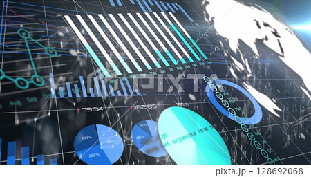 Image of financial data processing over dark background 128692068
