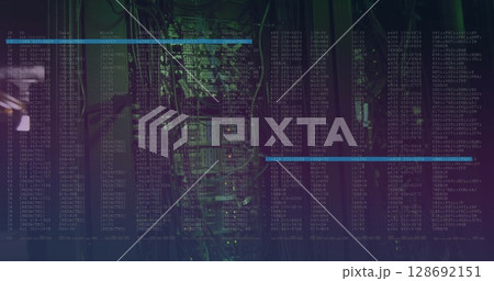 Image of data processing over server room 128692151