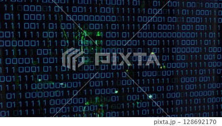 Image of binary coding over server room 128692170