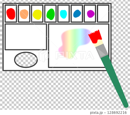 水性和油性顏料繪畫調色盤的插圖 128692216