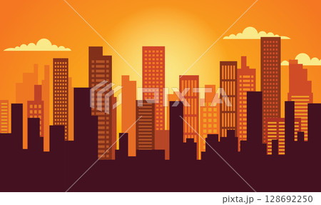 City Buildings Stand Still as Soft Evening Light Quietly Across the Urban Landscape City Buildings Stand Still as Soft Evening Light Quietly Across the Urban Landscape 128692250